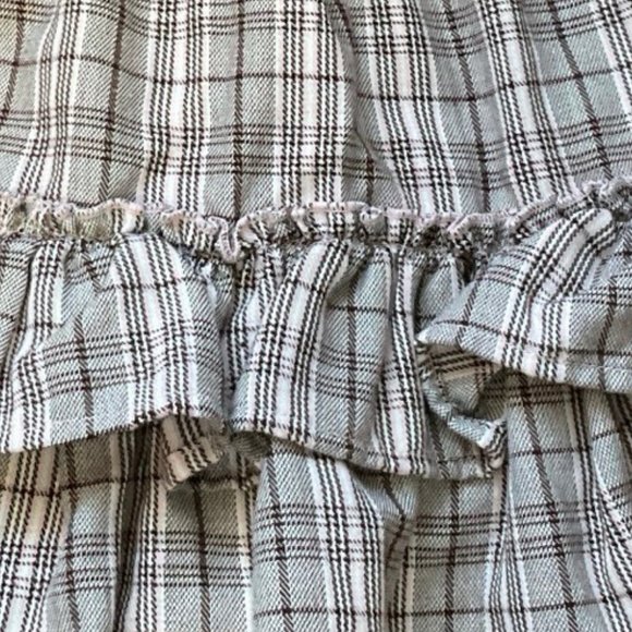 Pink/Brown/White Plaid Tiered Ruffle Dress - Picture 2 of 3